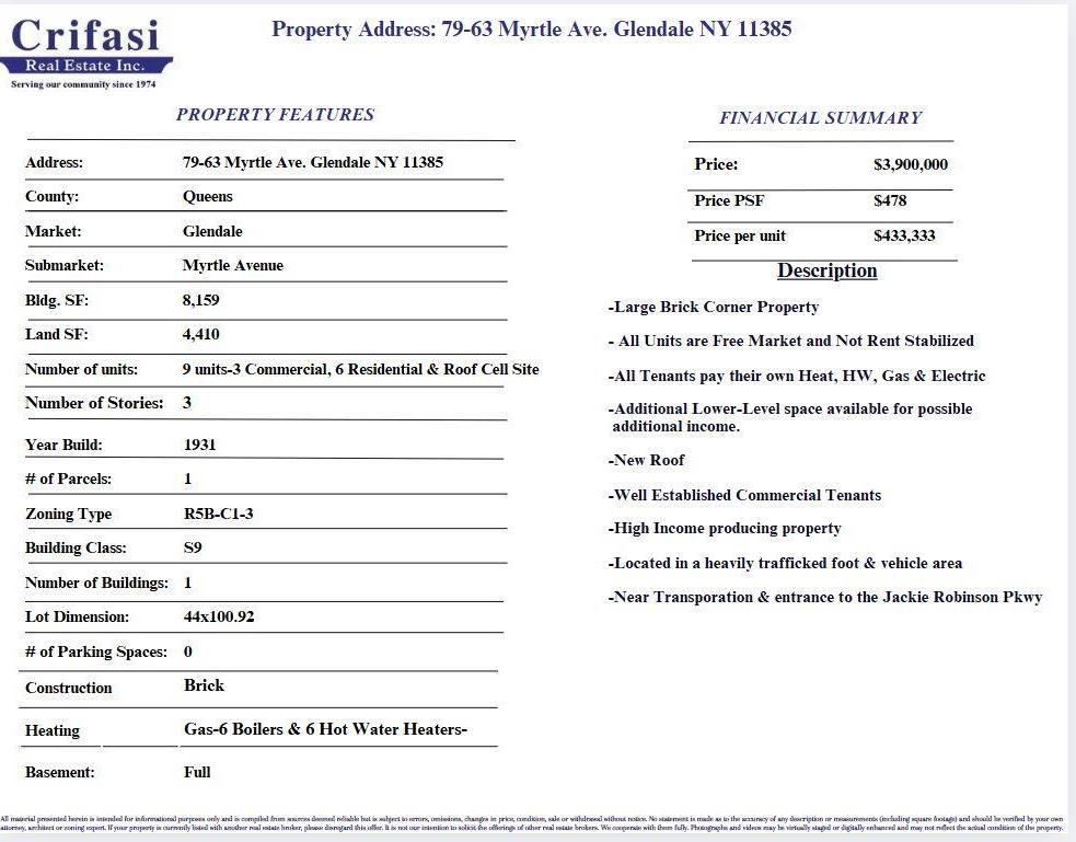 Commercial Sale Myrtle  Queens, NY 11385, MLS-826999-4