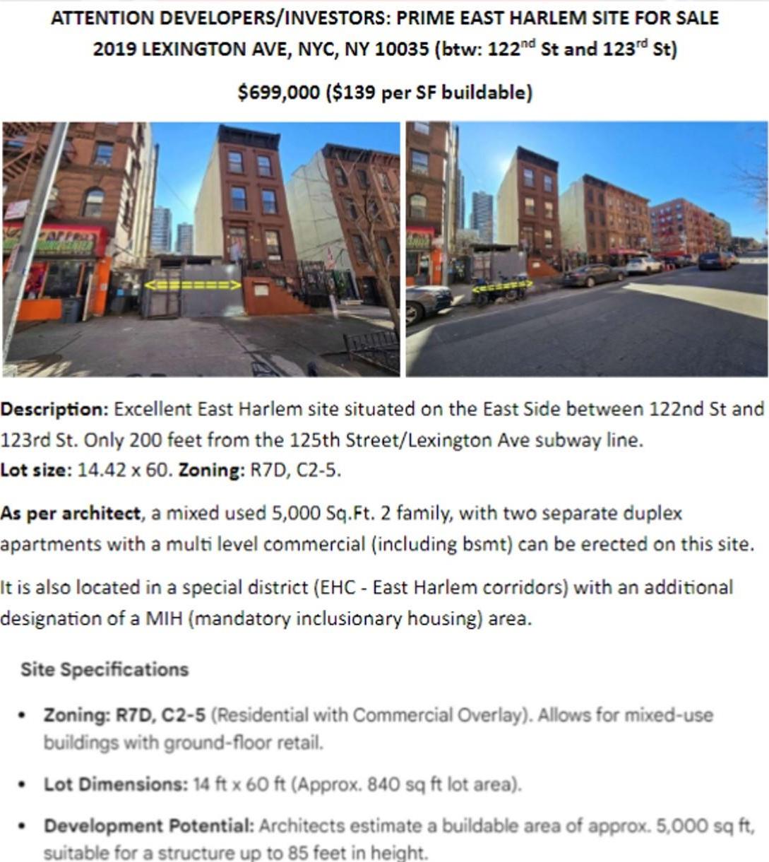Land Lexington  Manhattan, NY 10035, MLS-968891-5